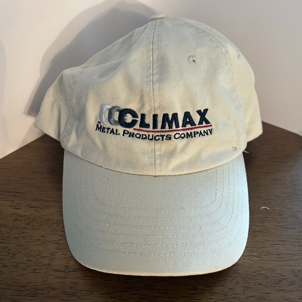 Climax Metal Products Company Hat Mens OSFA Cream Embroidered Industrial Dad Cap